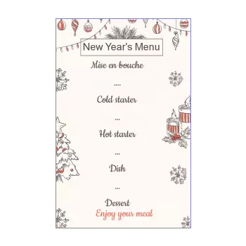 menu new year dinner party ball drawing fir 