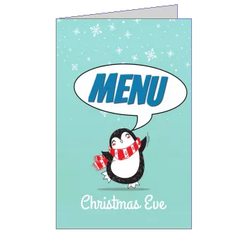 Menu Dinner Christmas Blue Snow template