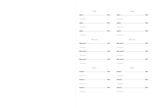 Verso Menu Restaurant Elegant White with photo template