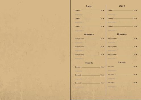 Verso Menu Restaurant Brown template