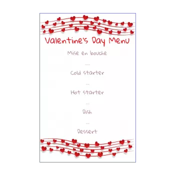 menu valentine s day heart red white 