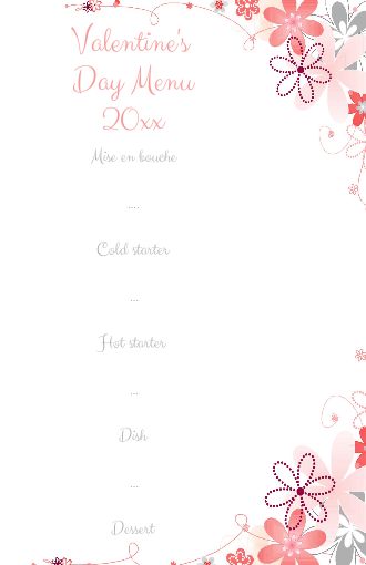 Menu Valentine S Day Flower free template