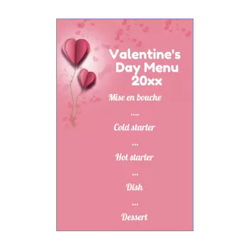 menu valentine s day heart rose white 
