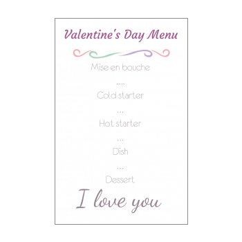 Valentine's Day Menu template printable on Greetings-Discount