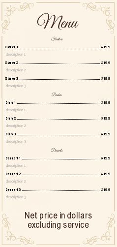 Card Menu Restaurant Golden Elegant free template