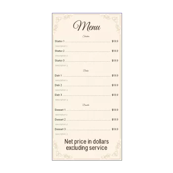 card menu restaurant golden elegant yellow 