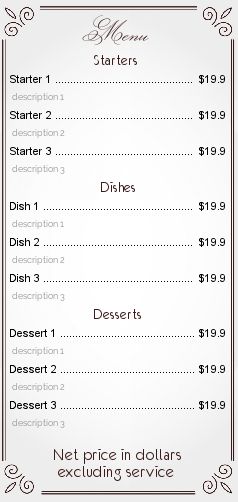 Card Menu Restaurant Brown Elegant free template