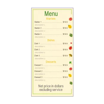 card menu restaurant vegetable green yellow 