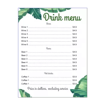 card restaurant beer flower green leaf wine alcohol 