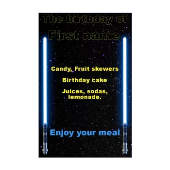 birthday menu black laser sword star 