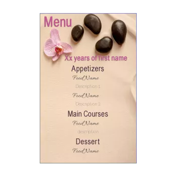 birthday menu beach flower zen 