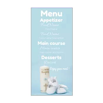 menu baptism blue boy candle shoe 