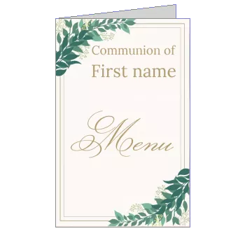 Menu Communion Brown Green Tree template