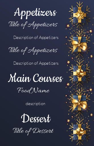 Menu Gift Dinner Christmas Golden free template