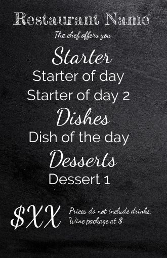 Card Menu Restaurant Black Slate free template