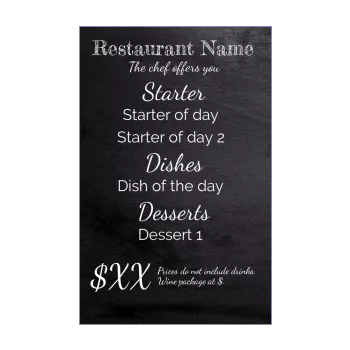 card menu restaurant black slate 