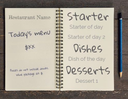 Card Notebook Menu Restaurant Pencil template