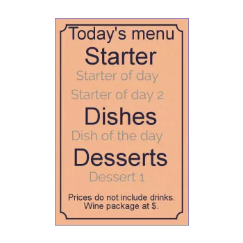 card menu restaurant blue brown 