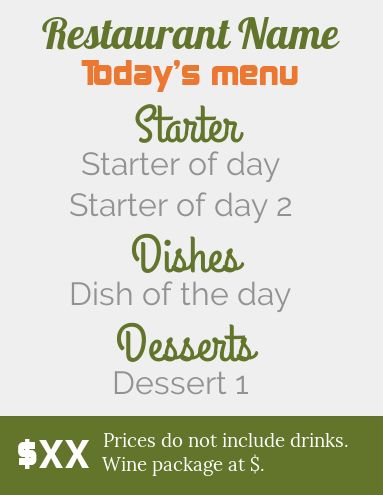 Card Menu Restaurant Green Grey template