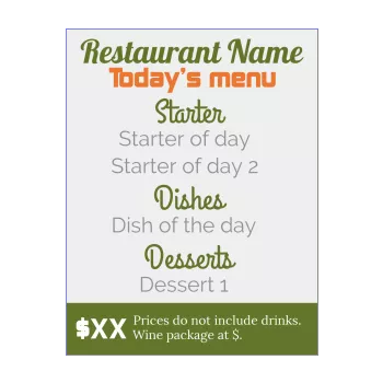 card menu restaurant green grey orange 