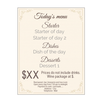 Restaurant Today S Menu Free Template Printable Menu