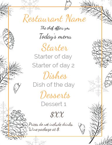 Card Menu Restaurant Christmas Drawing template