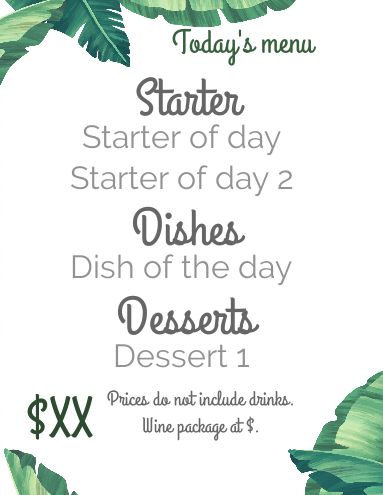 Card Menu Restaurant Flower Green template