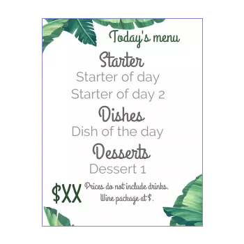 card menu restaurant flower green leaf 