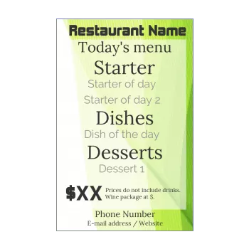 card menu restaurant abstract green 