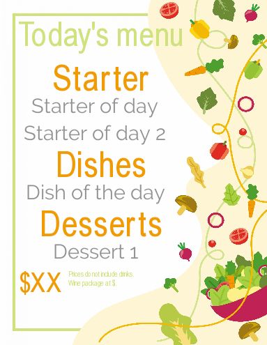 Card Menu Restaurant Green Orange template