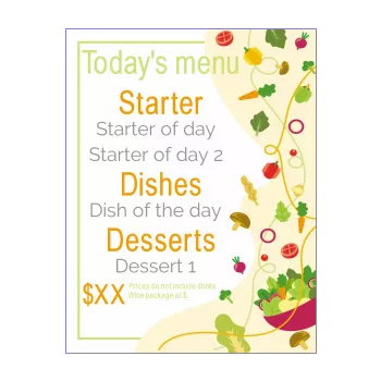 card menu restaurant vegetable green orange 