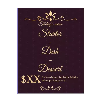 card menu restaurant elegant mauve 