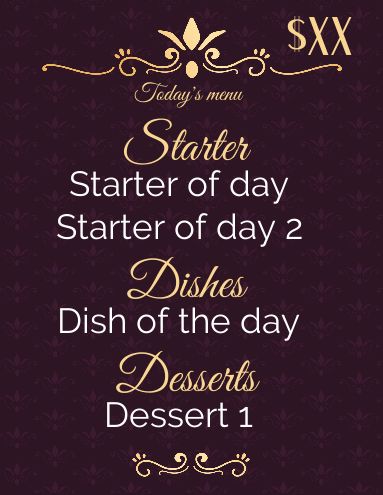 Card Menu Restaurant Elegant Mauve template