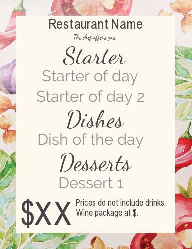 Card Menu Restaurant Pastel Vegetable template