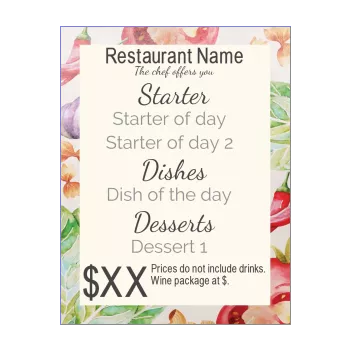 card menu restaurant pastel vegetable drawing 