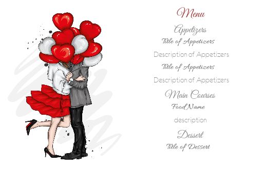 Wedding Menu Heart Balloon Elegant free template