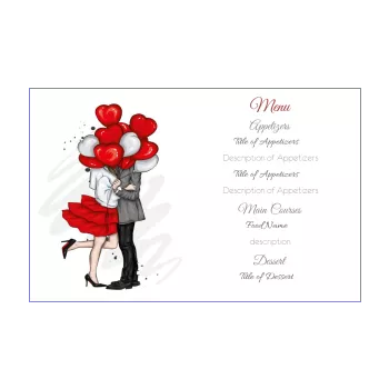 wedding menu heart balloon elegant man women 