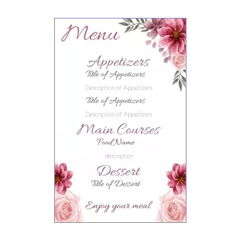 wedding menu flower mauve rose 