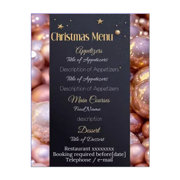 menu restaurant dinner christmas ball black slate star 