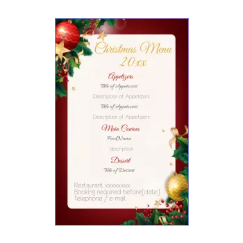 menu dinner christmas golden ball fir red 