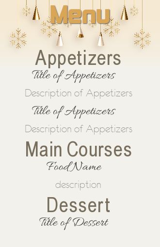 Menu Dinner Christmas Golden Star free template