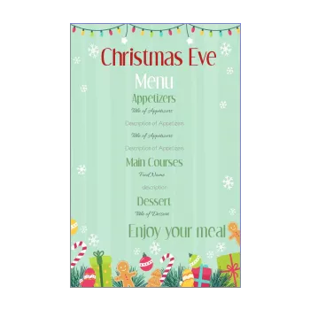 menu gift dinner christmas ball drawing green 