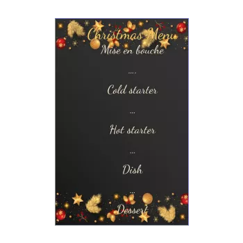menu dinner christmas golden black slate 