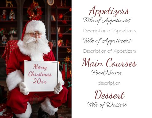 Menu Dinner Christmas Board Elegant template