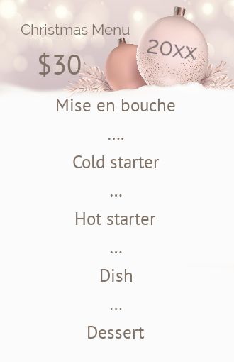 Menu Dinner Christmas Pastel Ball free template