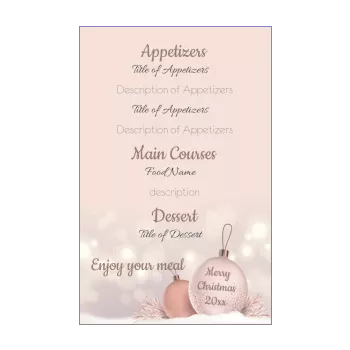 menu dinner christmas pastel ball rose 