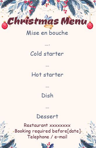 Menu Dinner Christmas Ball Blue free template