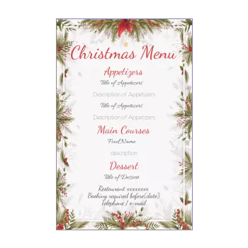 menu dinner christmas fir flower green red 