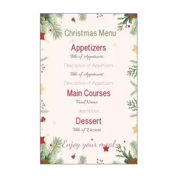 menu dinner christmas ball fir red star 