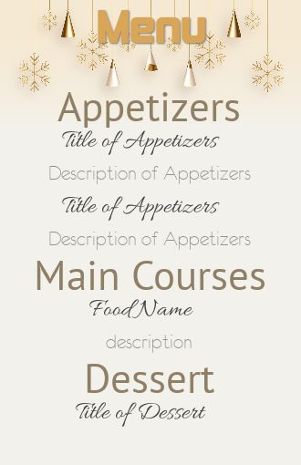 Menu New Year Dinner Party free template